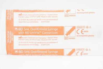 BD 305855 5mL Oral/Enteral Syringe with UniVia Connection
